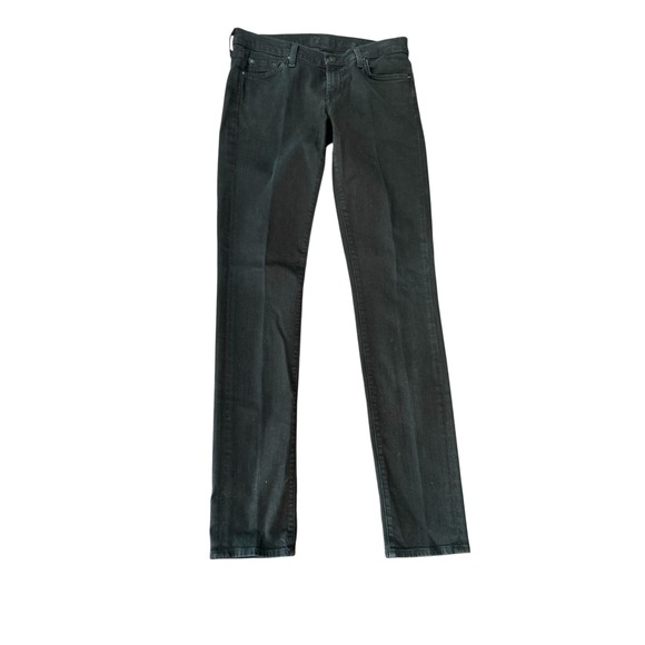 7 For All Mankind Womens Black Skinny Jeans‎ Size 28 Made in USA Stretch Denim